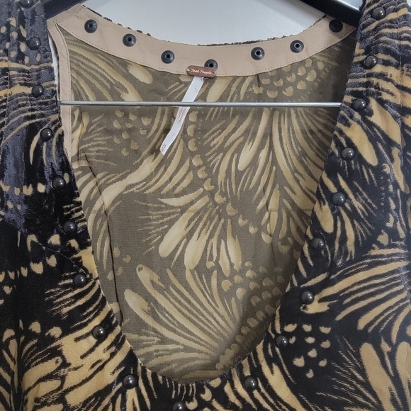 Free People Ellie Burnout Velvet V Neck Studded Flounce Lined Mini Dress XS - Picture 4 of 7